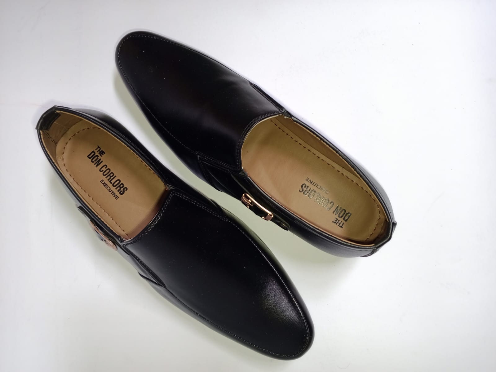 Black Leather Formal Shoes with Side Buckle