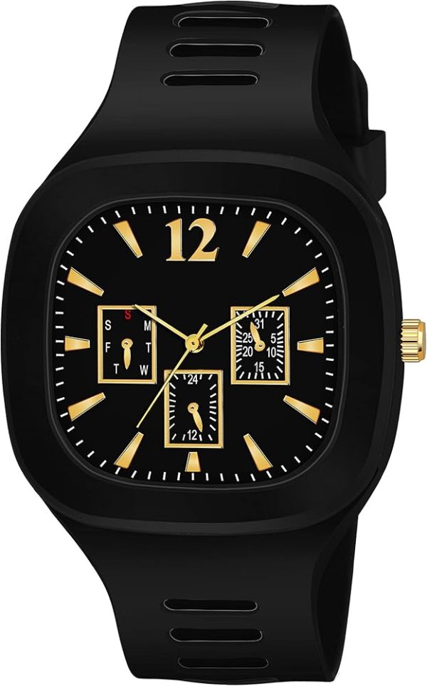 Stylish Black Silicone Strap Watch